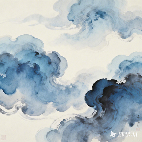 中国风创意水墨祥云背景插画-ai艺绘资源