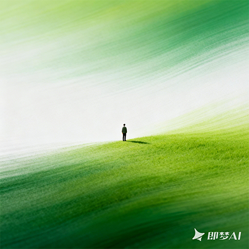 极简抽象创意绿色草地背景海报插画-ai艺绘资源