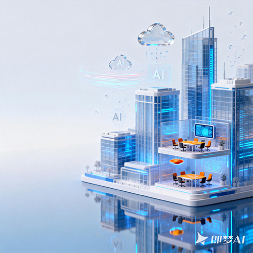 现代且充满科技感的 3D 渲染风格未来建筑模型场景-ai艺绘资源