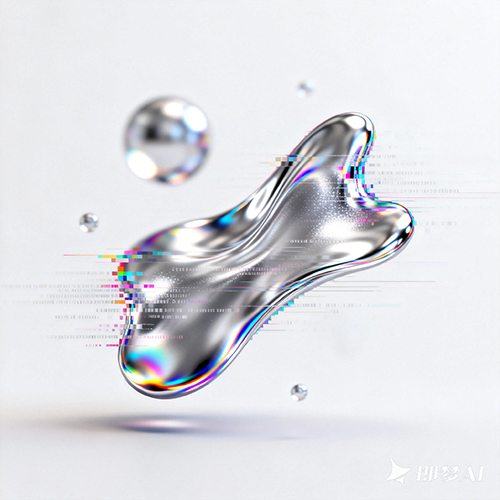 创意艺术感潮流金属图形3D酸性海报插画-ai艺绘资源