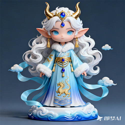 Q版国风灵族少女形象手办角色形象-ai艺绘资源