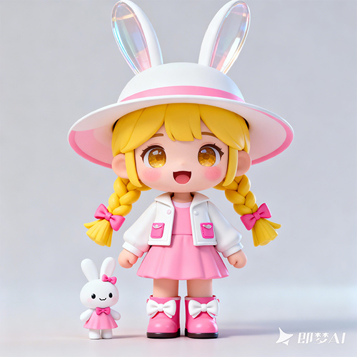 Q版兔耳少女3D手办模型风格-ai艺绘资源