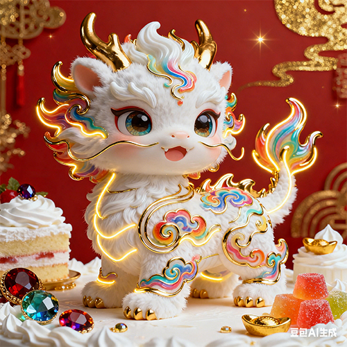 Q版小麒麟中国风艺术IP插画3D画风-ai艺绘资源