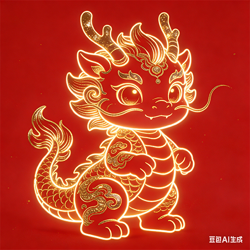 中国风春节特色艺术插画可爱的Q版麒麟形象-ai艺绘资源