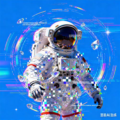 潮流时尚风莱茵克蓝元宇宙故障风宇航员插画-ai艺绘资源
