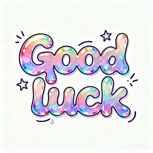 创意可爱卡通水晶彩虹效果圆润艺术字体-ai艺绘资源