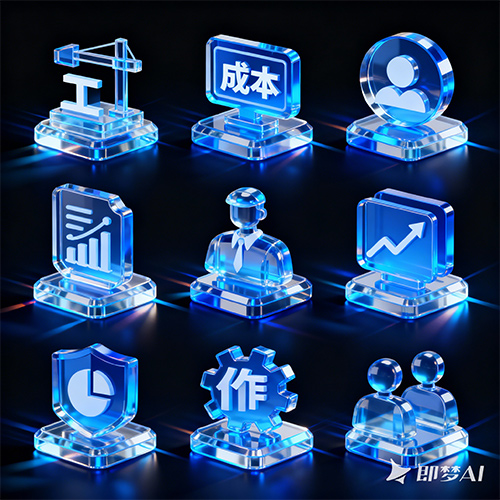 3D商务风科技感玻璃水晶效果LOGO图标标志-ai艺绘资源