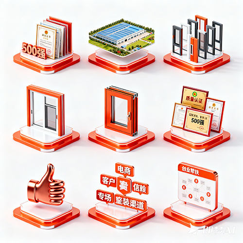 3D商务风科技感玻璃水晶橙色系LOGO图标标志-ai艺绘资源