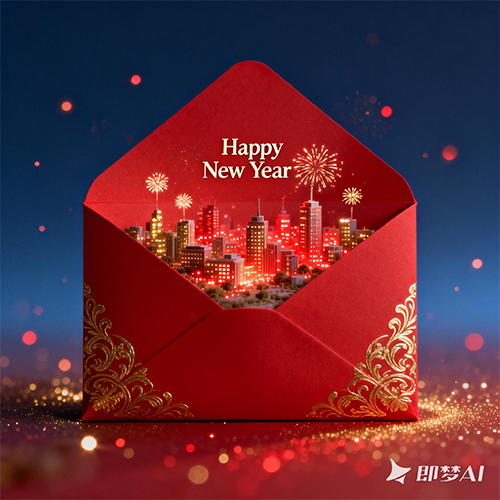 梦幻数字艺术风格红色新年信封元素-ai艺绘资源